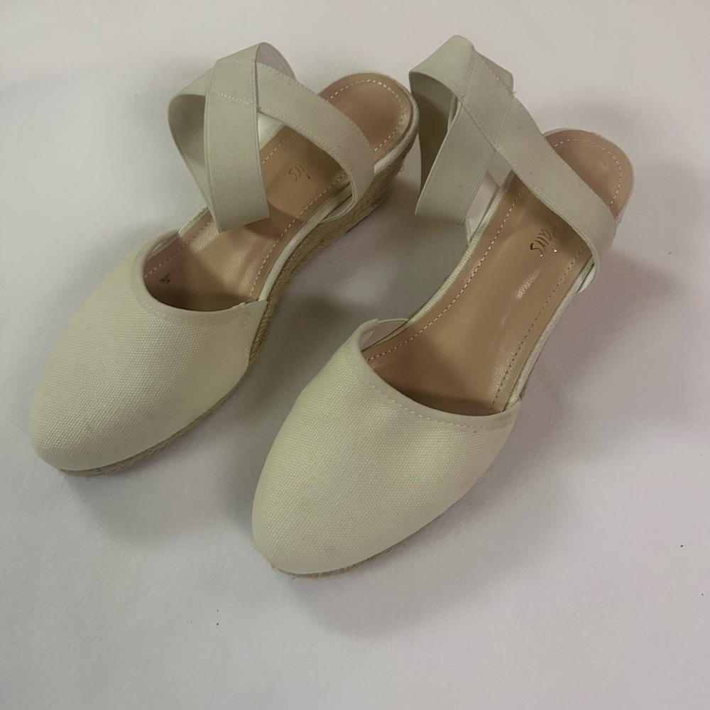 Dream Pairs Cream Espadrille Wedge Sandals